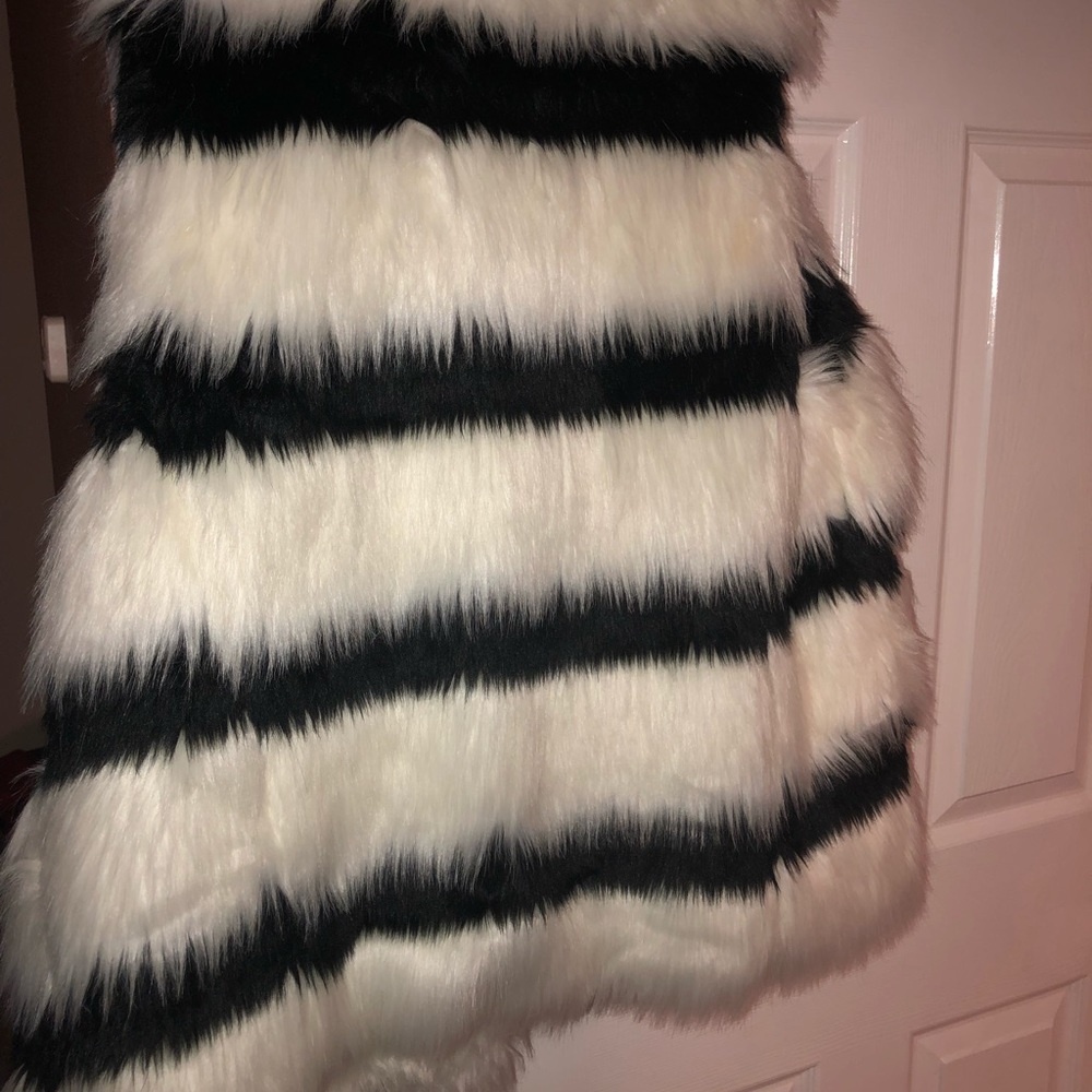 Black and White Vegan Fur vest